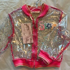 Clear Sparkeling StarJacket with Pink Trim